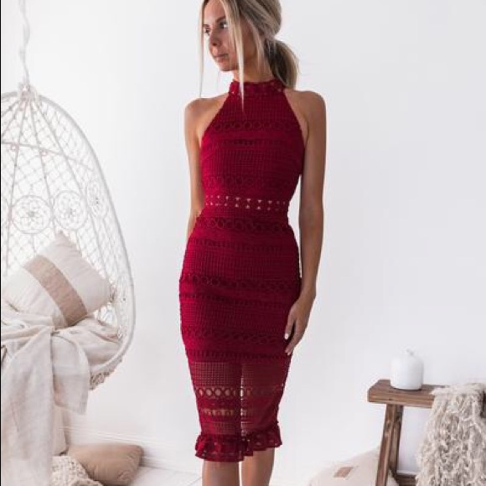 Rivers Midi Dress in Red